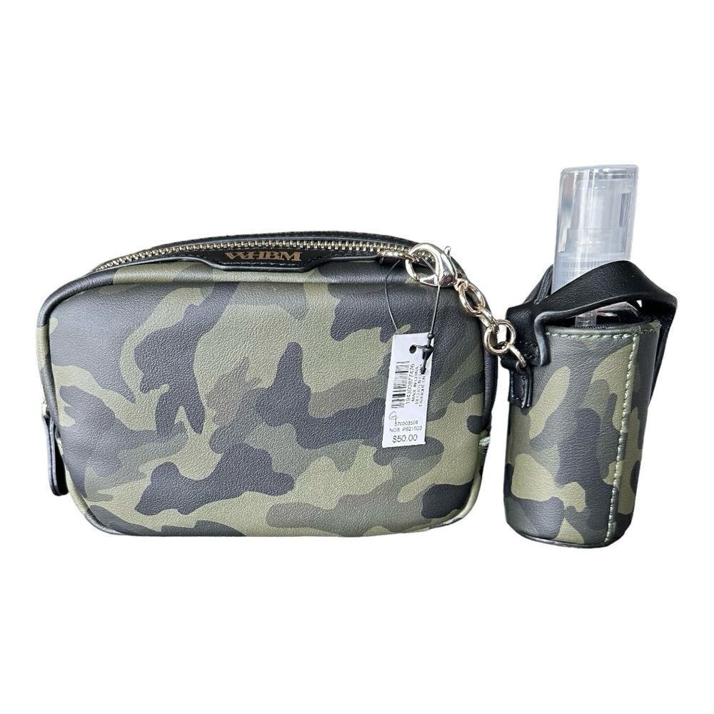 WHBM White House Black Market Camo Cosmetic Bag w/ Detachable Spray Bottle NWT